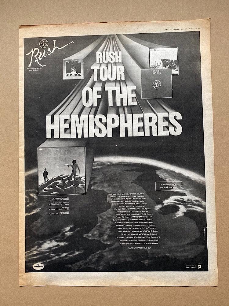 rush tour of the hemispheres